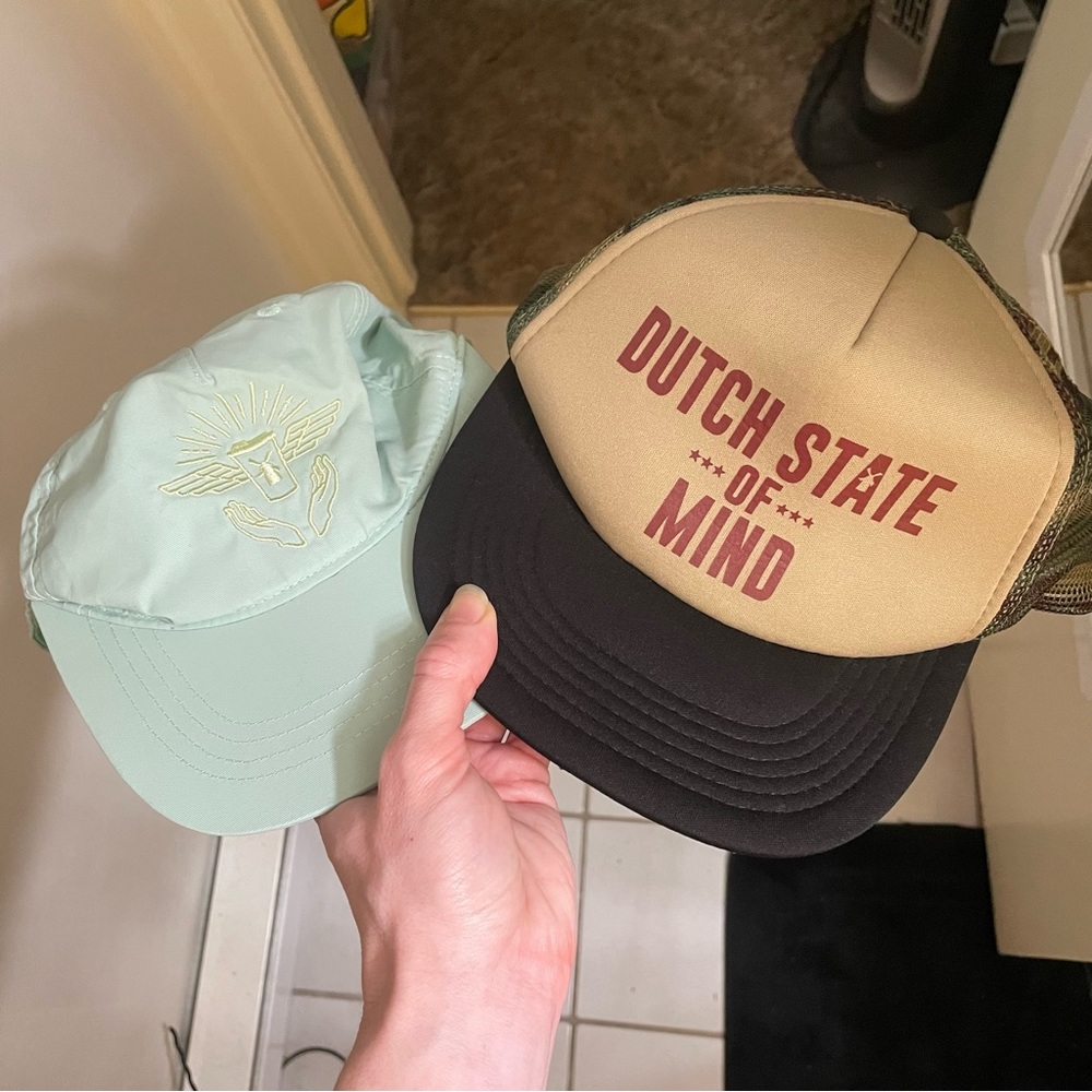 Dutch Bros Camo Hat + Teal Hat